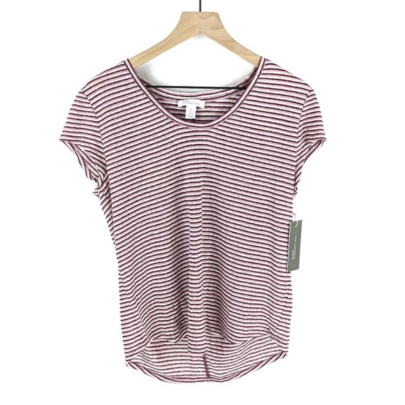 NWT Nordstrom Signature Striped Linen T-shirt Sz M - Picture 1 of 7